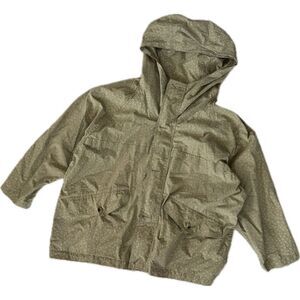 Esprit Parka Jacket Large L Hooded Zip Up Windbreaker Green Polkadot